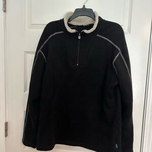 Kuhl Men's Black Sweater with White Trim quarter zip
